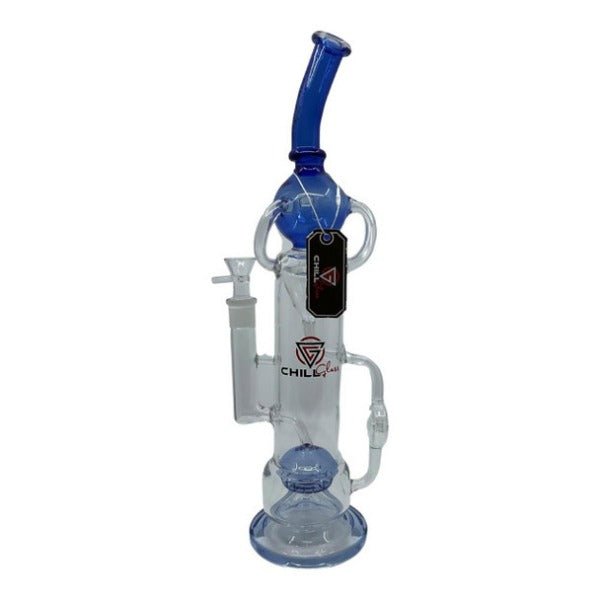 Best Deal 18.5" Chill Glass Water Pipe with Bubble and Percolator Best Color Blue