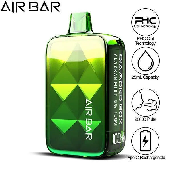 Best Deal Air Bar Diamond Box 20000 Puffs Rechargeable Disposable Vape 25mL - Alaskan Mint