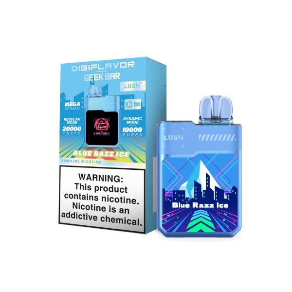 Best Deal Digiflavor x Geek Bar Lush 20000 Puffs Rechargeable Vape Disposable 18mL Blue Razz Ice