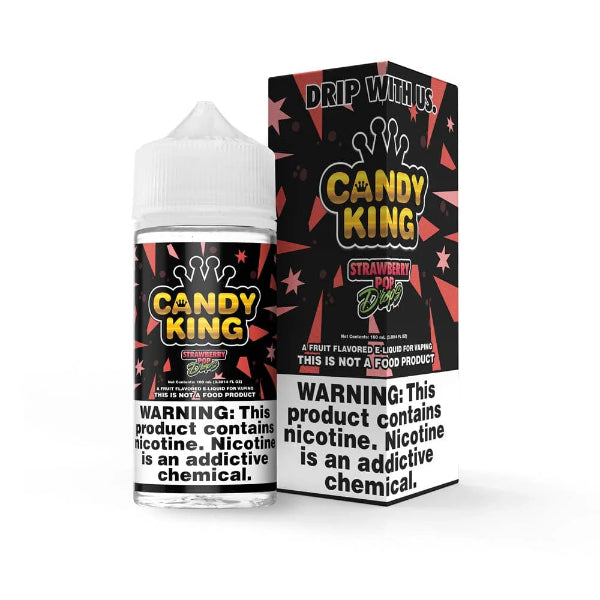 Best Deal Candy King 100mL Vape Juice - NEW 2024 Flavors - Strawberry Pop Drops