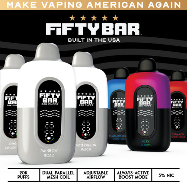 Fifty Bar 20,000 Puffs Disposable Vape - $12.99 eJuices.co Fifty Bar 20,000 Puffs Disposable Vape - $12.99 eJuices.co