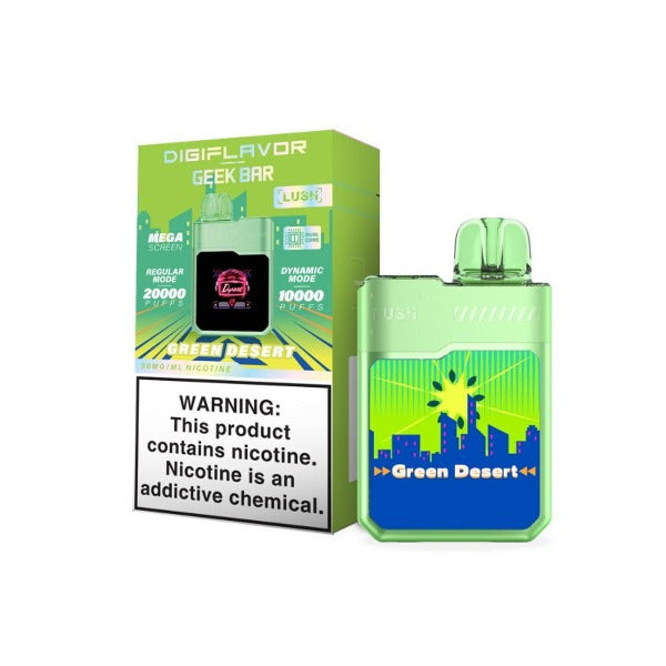 Best Deal Digiflavor x Geek Bar Lush 20000 Puffs Rechargeable Vape Disposable 18mL Green Desert