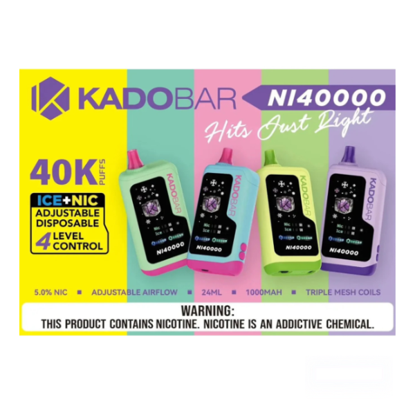 Best Deal KadoBar NI40000 Ice + Nicotine Control Disposable Vape 24mL 5 Pack