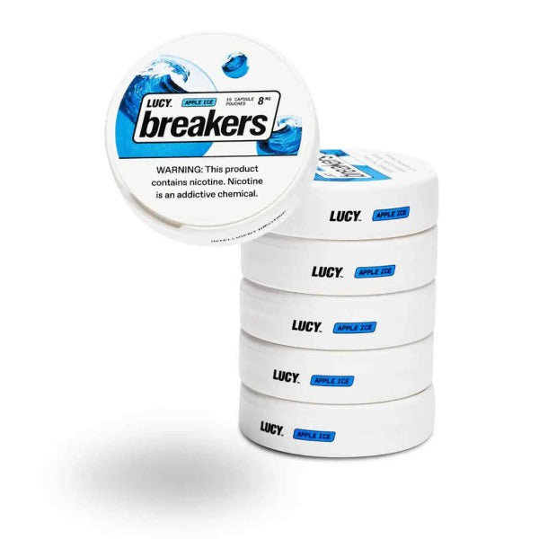 Best Deal Lucy Breakers Nicotine Capsule Pouches (15ct Can) (5 Can Pack) Apple Ice 8mg