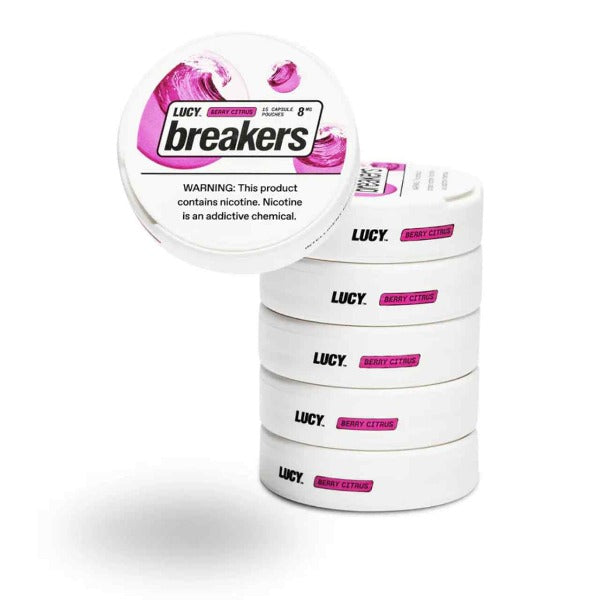 Best Deal Lucy Breakers Nicotine Capsule Pouches (15ct Can) (5 Can Pack) Berry Citrus 8mg