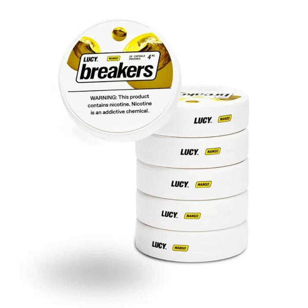 Best Deal Lucy Breakers Nicotine Capsule Pouches (15ct Can) (5 Can Pack) Mango 4mg