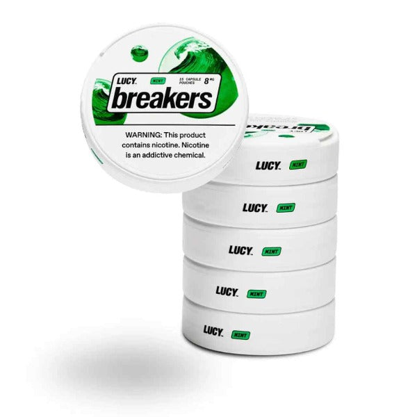 Best Deal Lucy Breakers Nicotine Capsule Pouches (15ct Can) (5 Can Pack) Mint 8mg