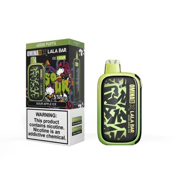 Best Deals - OMINA Bar x Lala Bar 40,000 Puffs Disposable - Sour Apple Ice (Ice + Sour)