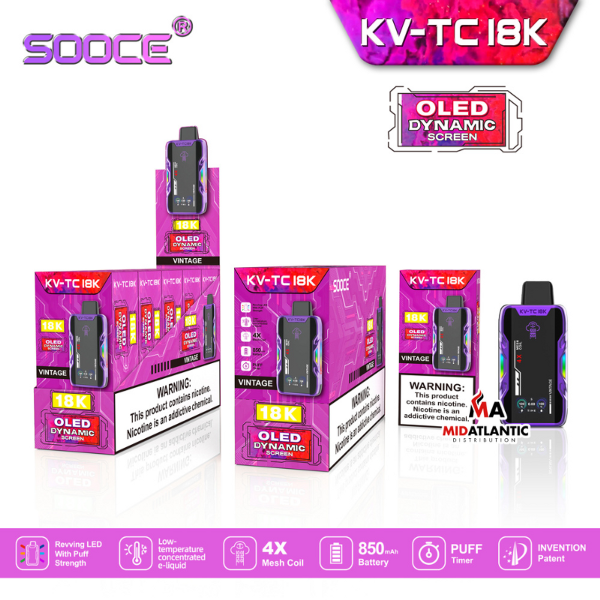 Best Deal SOOCE KV-TC18K Rechargeable Vape Vintage Grape Soda