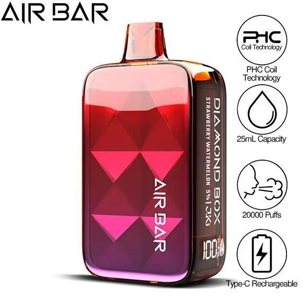 Best Deal Air Bar Diamond Box 20000 Puffs Rechargeable Disposable Vape 25mL - Strawberry Watermelon