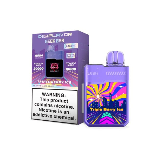 Best Deal Digiflavor x Geek Bar Lush 20000 Puffs Rechargeable Vape Disposable 18mL Triple Berry Ice