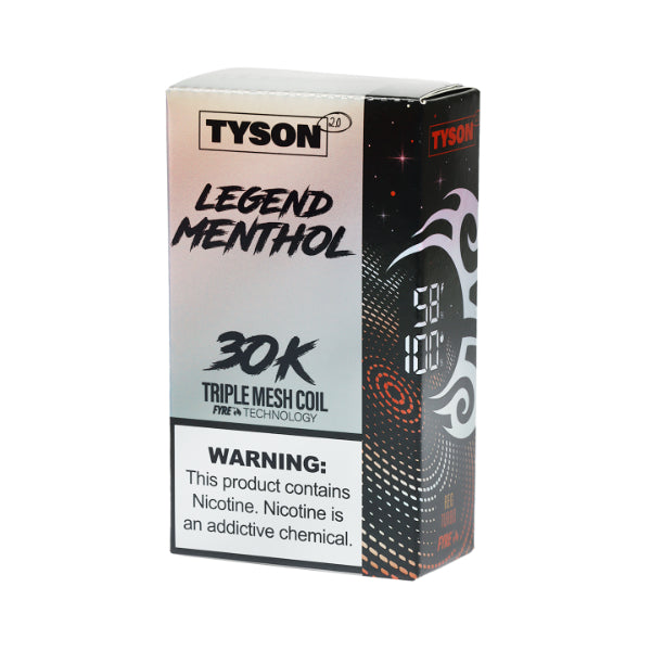 Tyson 2.0 Legend 30,000 Puffs Disposable Vape Menthol Silver