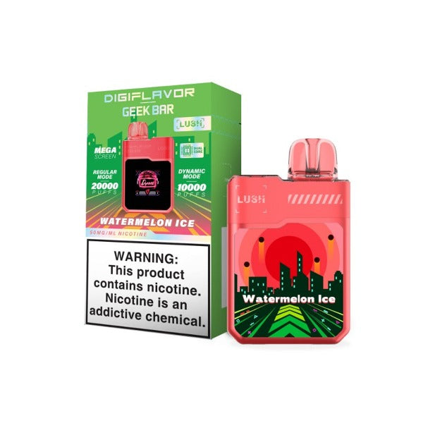 Best Deal Digiflavor x Geek Bar Lush 20000 Puffs Rechargeable Vape Disposable 18mL Watermelon Ice