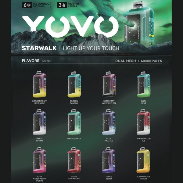 Best Flavors Yovo Starwalk 40,000 Puffs Disposable Vape 20mL 5 Pack