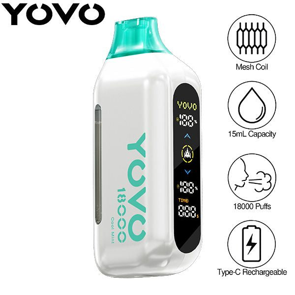 Best Deal YOVO Ultra 18000 Puffs Rechargeable Vape Disposable 15mL - Cool Mint