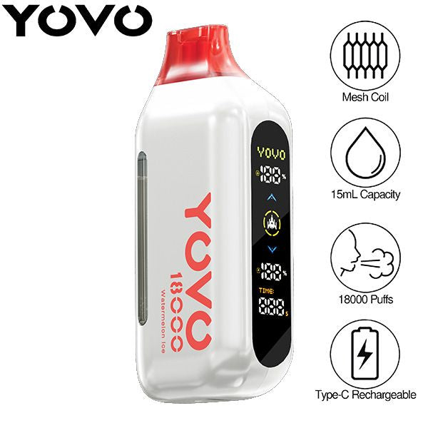 Best Deal YOVO Ultra 18000 Puffs Rechargeable Vape Disposable 15mL - Watermelon Ice