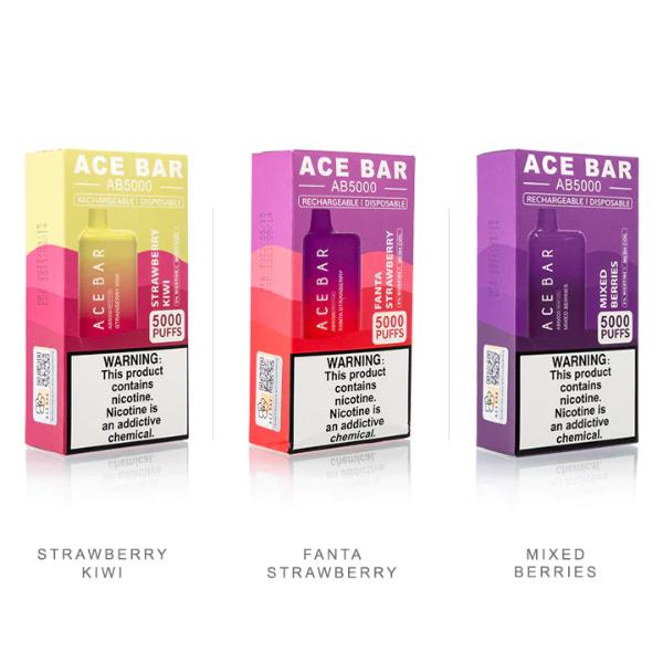Ace Bar AB 5000 6000 Puffs Disposable Vape Best Flavors Strawberry Kiwi Strawberry Fanta Mixed Berries