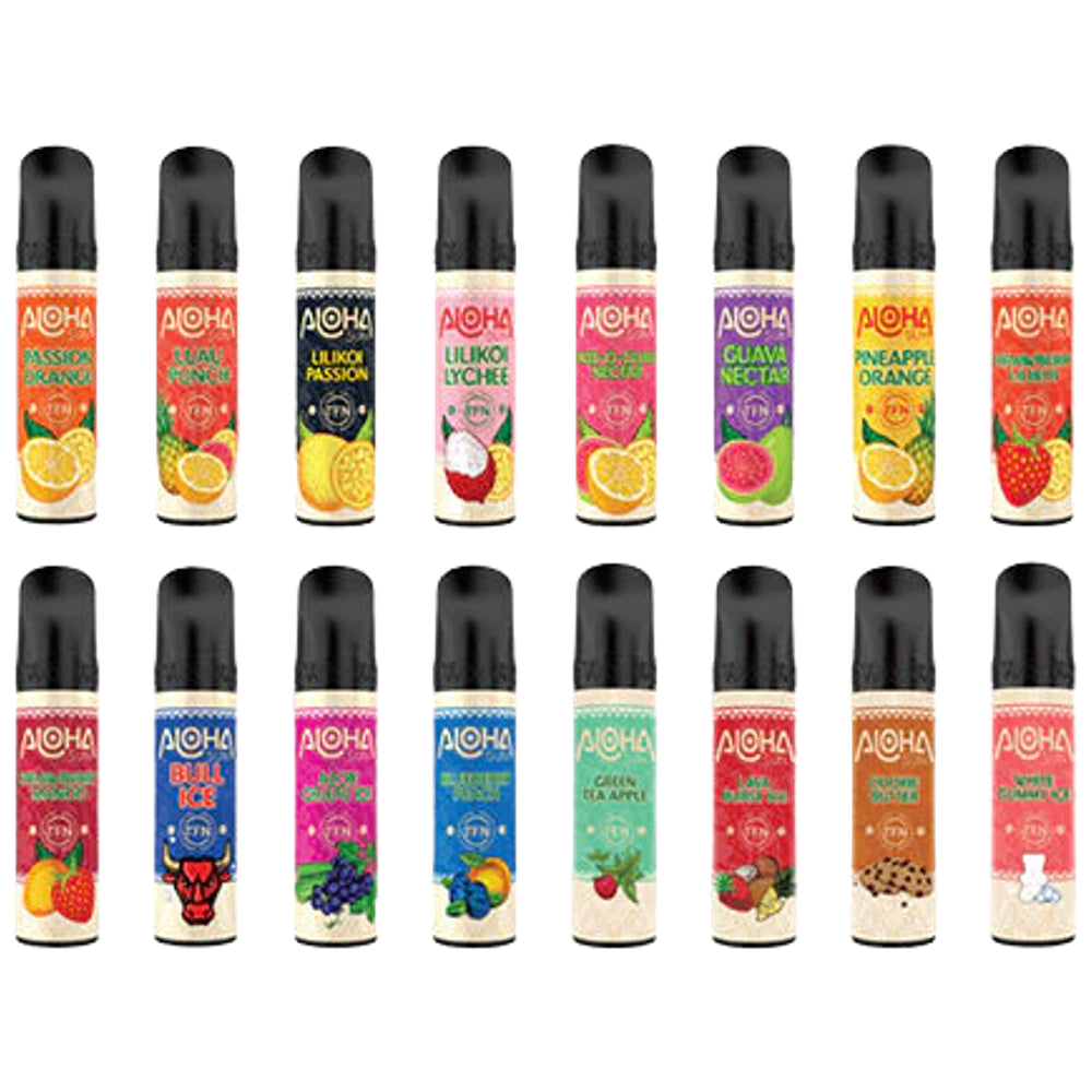 Aloha Sun TFN Single Disposable Vape 8mL Best Flavors Passion Orange Luau Punch Lilikoi Passion Lilikoi Lychee Pass-O-Guava Nectar Guava Nectar Pineapple Orange Strawberry Lilikoi Bull Bull Ice Aloe Grape Ice Blueberry Peach Green Tea Apple Lava Burst Ice Cookie Butter White Gummy Ice