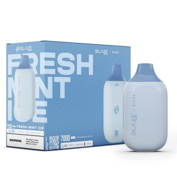 BLAZE Magna 7000 Puffs Rechargeable Vape Disposable 14mL Best Flavor Fresh Mint Ice