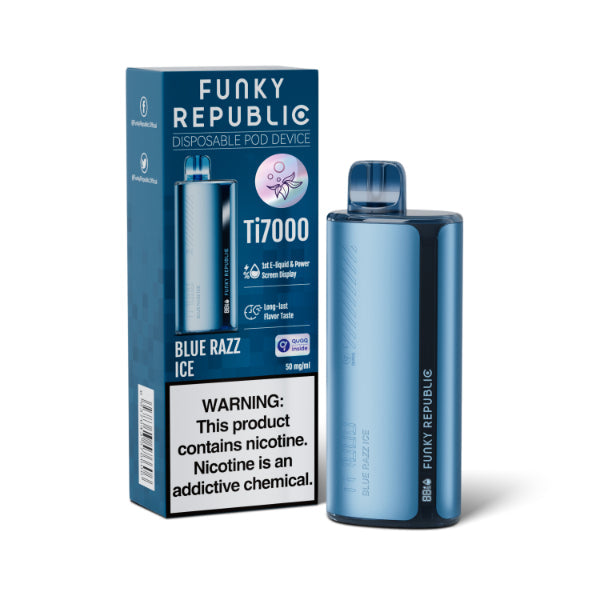 Funky Republic Ti7000 Disposable Vape-5-Pack Best Flavor Blue Razz Ice