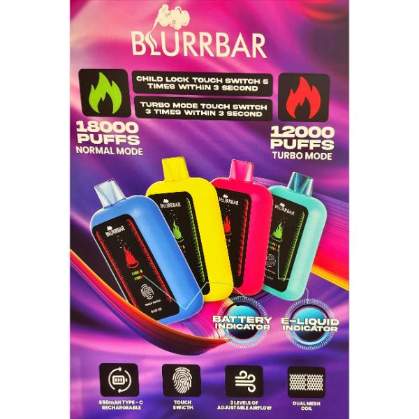 Blurrbar 18000 Puff Single Disposable Vape - $15.00 eJuices.co Blurrbar 18000 Puff Single Disposable Vape - $15.00 eJuices.co