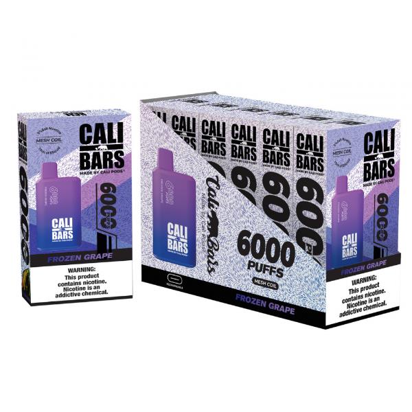 Cali Bars V2 6000 Puffs Disposable Vape 6-Pack Best Flavor Frozen Grape