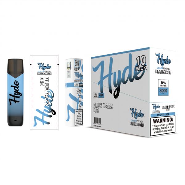 Hyde Color Recharge 10 Pack Disposable Vape Best Flavor Blue Razz Ice