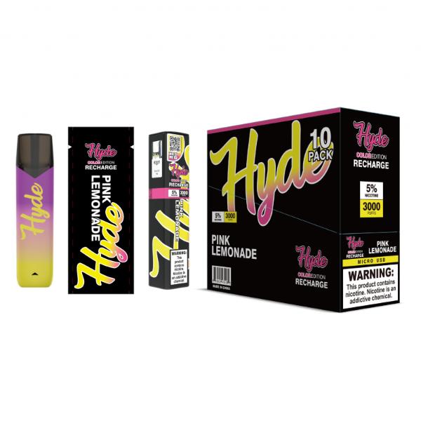 Hyde Color Recharge 10 Pack Disposable Vape Best Flavor Pink Lemonade