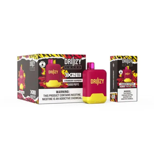 Best Deal DRIIIZY Smoke 15000 Puffs 5% Dual Tank Disposable Vape 30mL Strawberry Raspberry