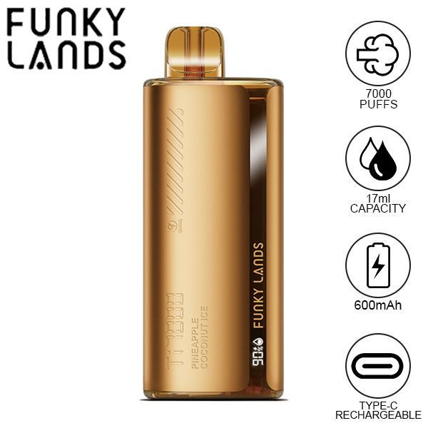 Best Deal Funky Lands Ti7000 Puffs Disposable Vape 12.8mL - Pineapple Coconut Ice