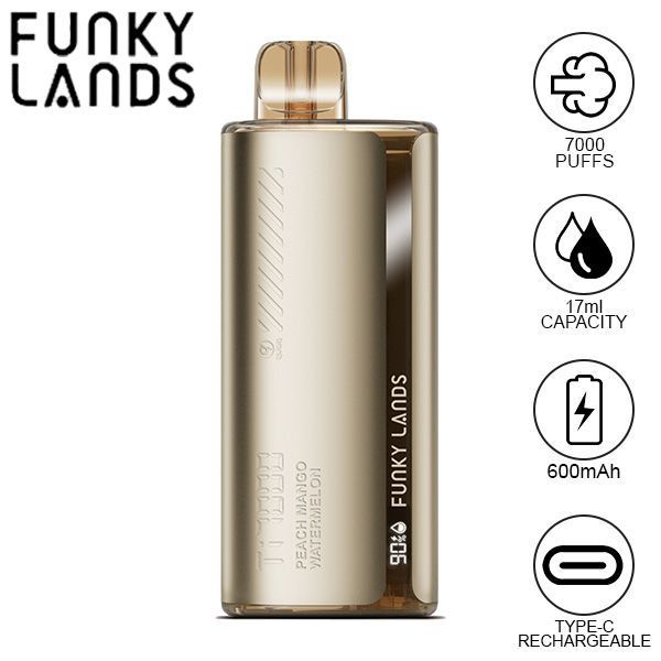 Best Deal Funky Lands Ti7000 Puffs Disposable Vape 12.8mL -  Peach Mango Watermelon