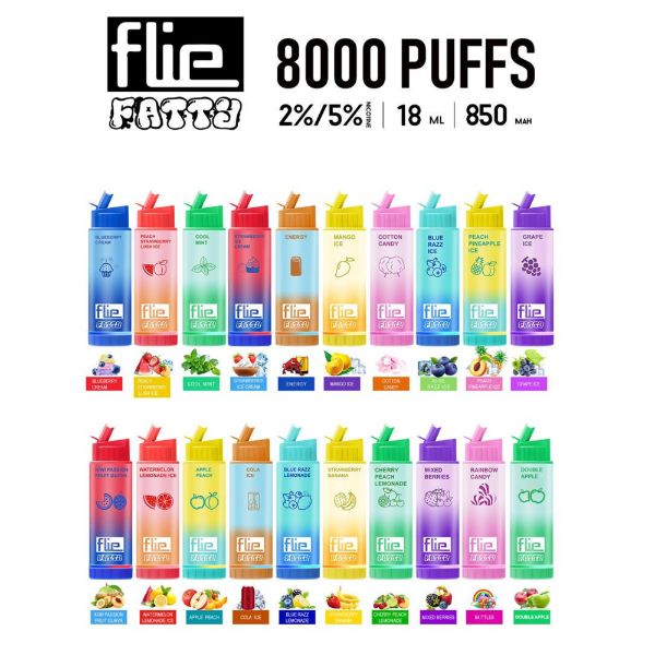 Flie Fatty 8000 Puffs Rechargeable Vape Disposable 16mL 10 Pack - $81.00 eJuices.co Flie Fatty 8000 Puffs Rechargeable Vape Disposable 16mL 10 Pack - $81.00 eJuices.co