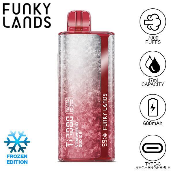Best Deal Funky Lands Ti7000 Puffs Disposable Vape 12.8mL - Strawberry Duo Ice