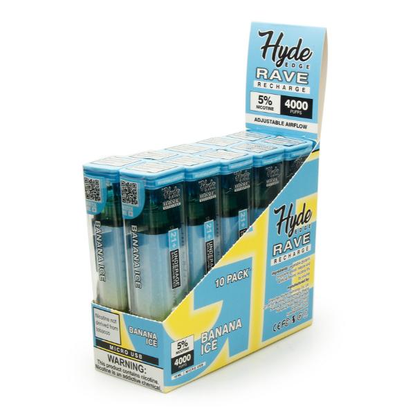 Hyde Edge RAVE Recharge 10 Pack Disposable Vape Best Flavor Banana Ice