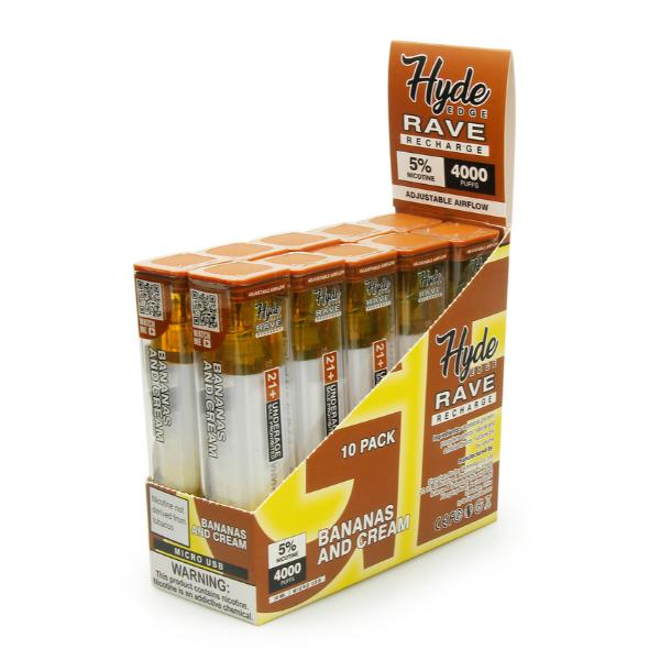 Hyde Edge RAVE Recharge 10 Pack Disposable Vape Best Flavor Bananas And Cream