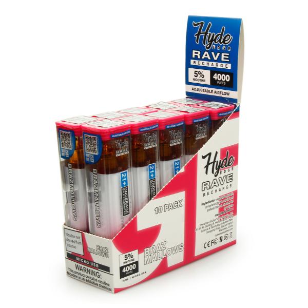Hyde Edge RAVE Recharge 10 Pack Disposable Vape Best Flavor Braz Mallows