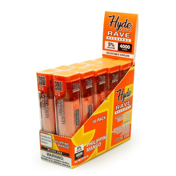 Hyde Edge RAVE Recharge 10 Pack Disposable Vape Best Flavor Philippine Mango