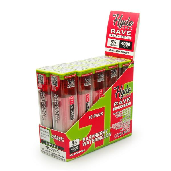 Hyde Edge RAVE Recharge 10 Pack Disposable Vape Best Flavor Raspberry Watermelon