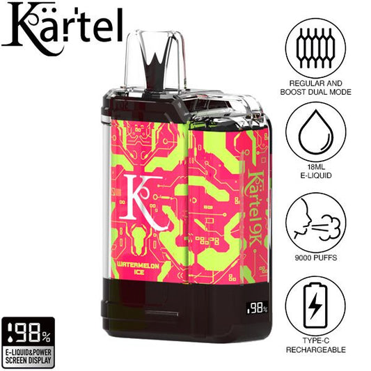 Kartel 9k by Vapmod 9000 Puffs 18mL Disposable Vape Best Flavor Watermelon Ice