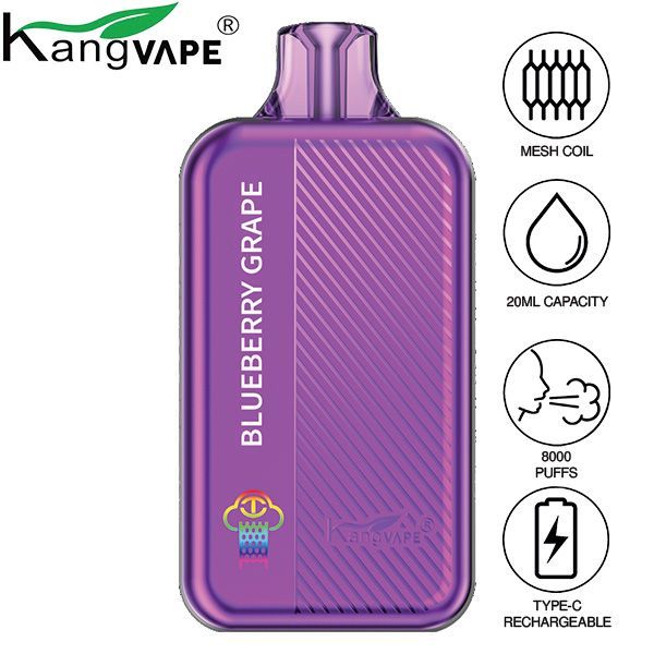 Best Deal Kangvape TC8000 Disposable Vape 5-Pack 20mL Blueberry Grape
