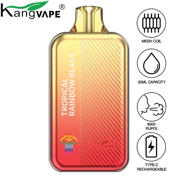 Best Deal Kangvape TC8000 Disposable Vape 5-Pack 20mL Tropical Rainbow Blast