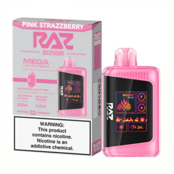 Best Deal RAZ DC25K 25,000 Puffs Rechargeable Vape 16mL - Pink Strawberry
