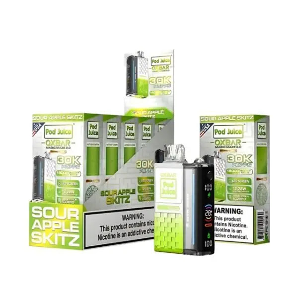 Best Deal OXBAR x Pod Juice Magic Maze 2.0 30k Puffs Rechargeable Disposable 13mL Sour Apple Skitz