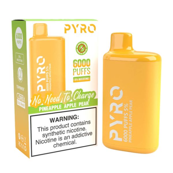 Pyro Disposable 6000 Puffs Disposable Vape 13mL Best Flavor Pineapple Pear Apple Pear