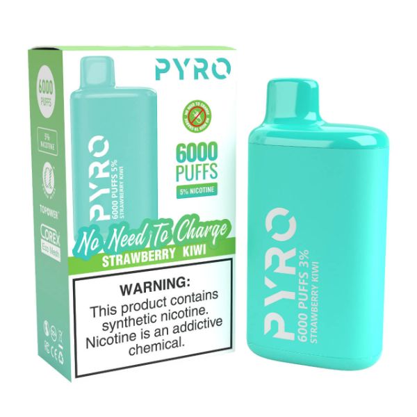 Pyro Disposable 6000 Puffs Disposable Vape 13mL Best Flavor Strawberry Kiwi