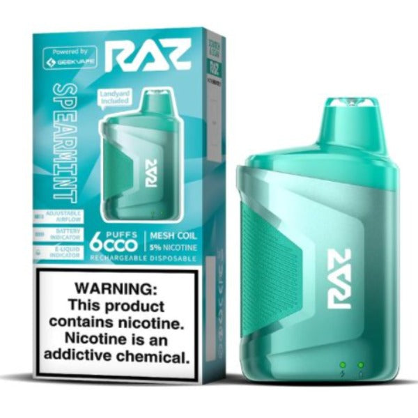 Raz CA6000 6000 Puffs by Geek Vape Disposable 10 Pack 10 mL Best Flavor - Spearmint