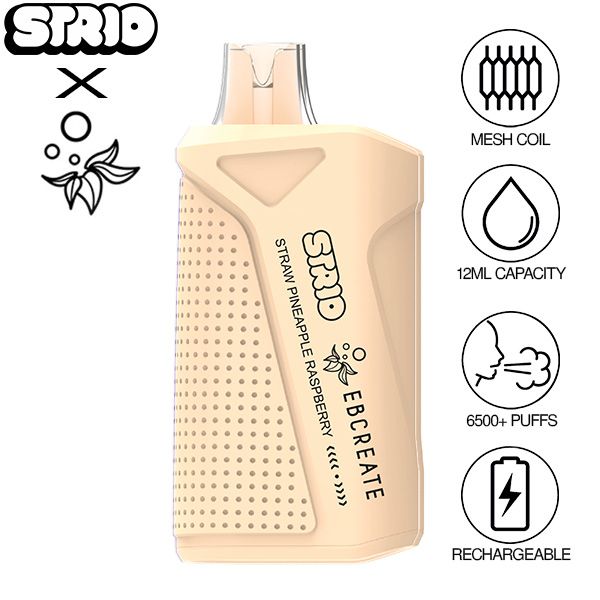 Elf EBCreate x Strio XC6500 12mL Puffs Disposable Vape Best Flavor Straw Pineapple Raspberry