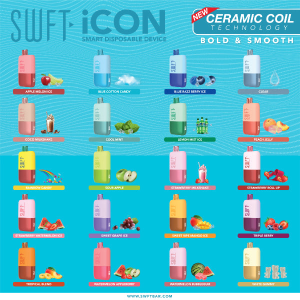 SWFT Icon 7500 Puffs Ceramic 17mL Disposable Vape Best Flavors