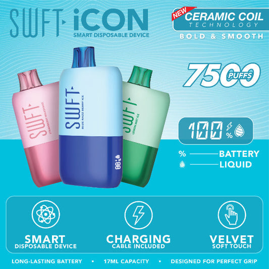 SWFT Icon 7500 Puffs Ceramic 17mL Disposable Vape Best Flavors