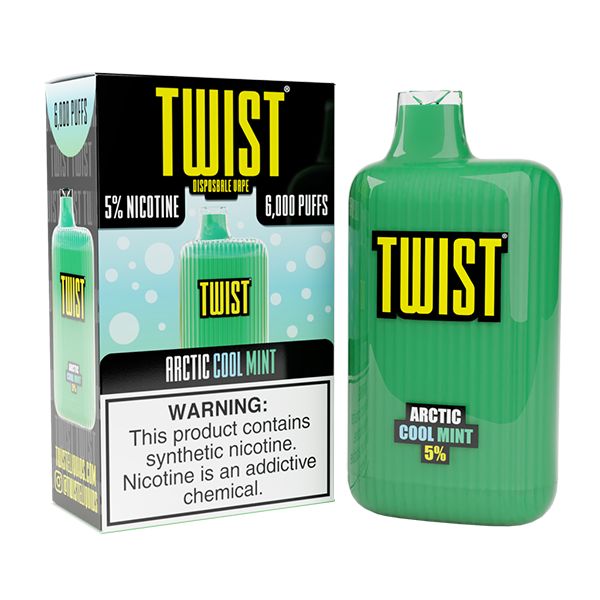 Twist 6000 Puffs Rechargeable Vape Disposable 15mL 10 Pack Best Flavor Arctic Cool Mint